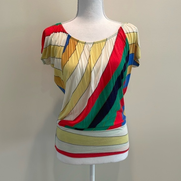 Lipstick Colorful Banded Top With Stripes. Small - Picture 1 of 9